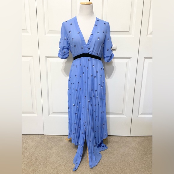 Maje | Dresses | Maje Rengo Embroidered Heart Midi Dress Blue | Poshmark